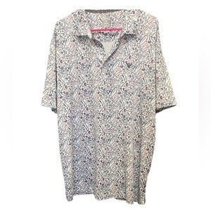 Callaway Men's White and Blue Patterned Polo Shirt